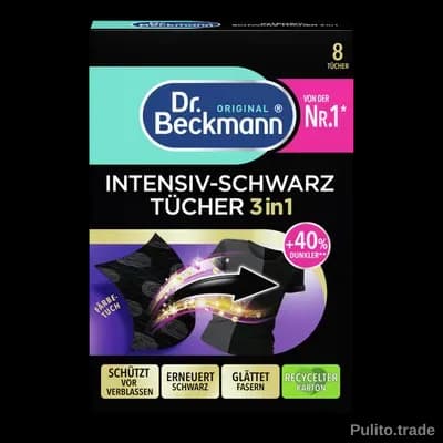 Серветки для підфарбовування тканин чорного кольору Dr. Beckmann Intensiv-Schwarz-Tücher 3in1